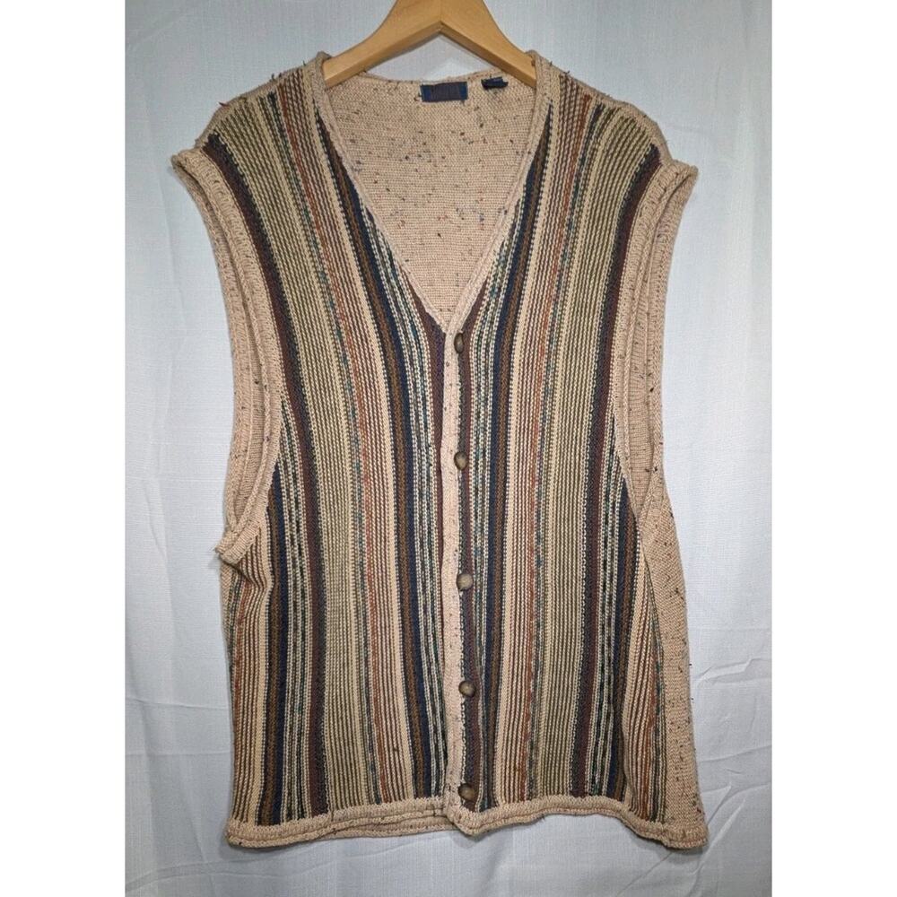 Western Striped Knit Sweater Vest Sz L Southwestern 90s Earthy Boho unisex